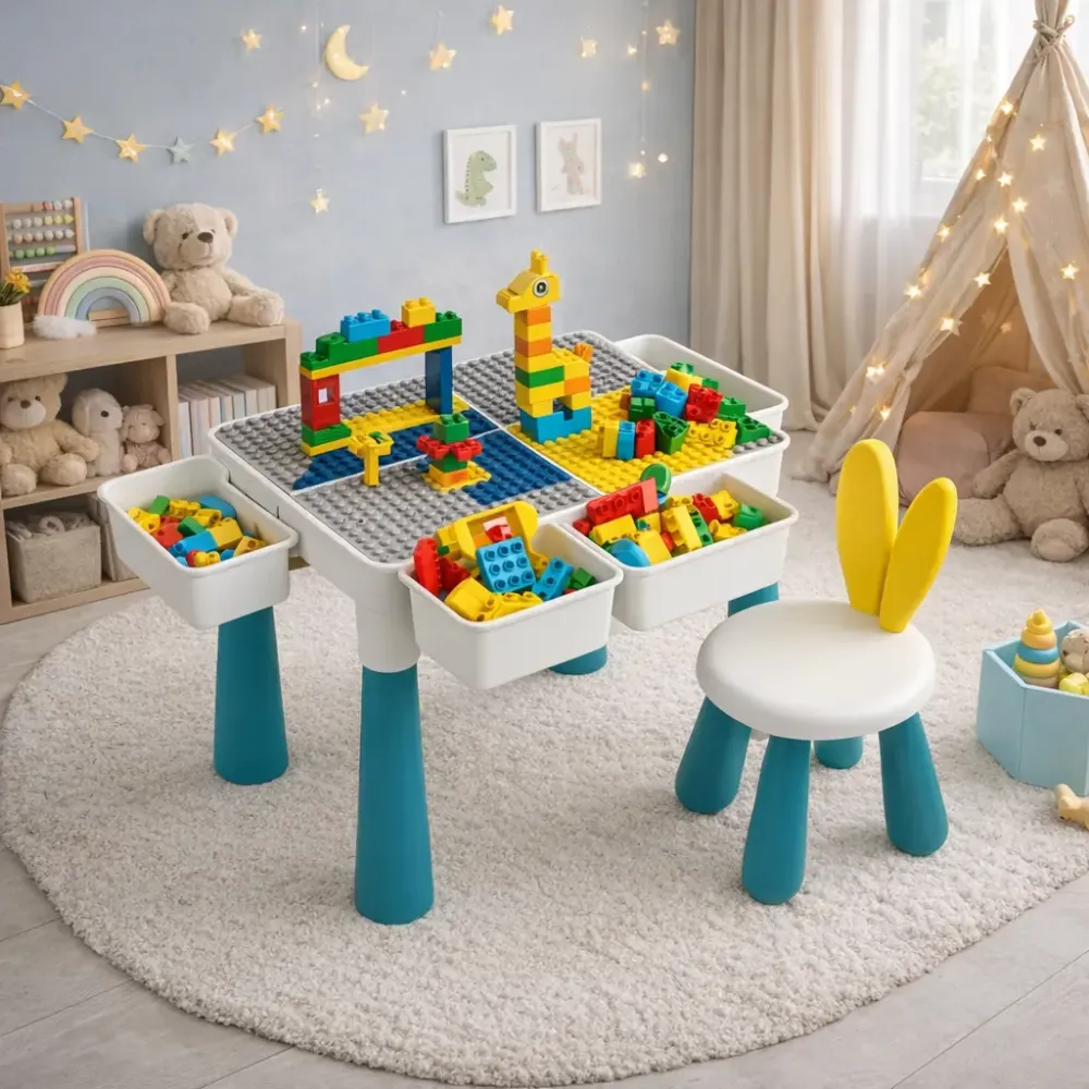 Многофункциональный, детский игровой стол – трансформер с конструктором и стульчиком / Развивающий стол для детей Коломия - фото 1