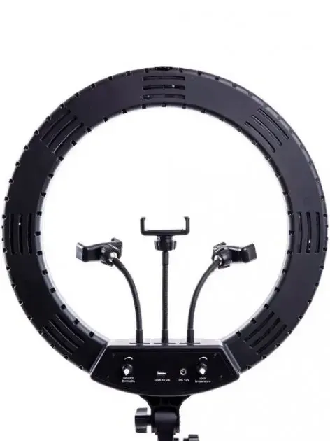 Кільцева лампа для блогера 56 см + пульт + сумка + штатив + 3 тримача для телефонів Клевань - фото 4