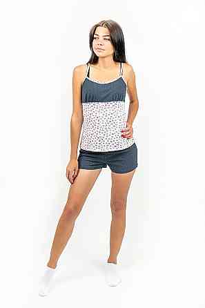 Спальный женский комплект пижама+халат, розовый , топ Крохатушка одяг Киев