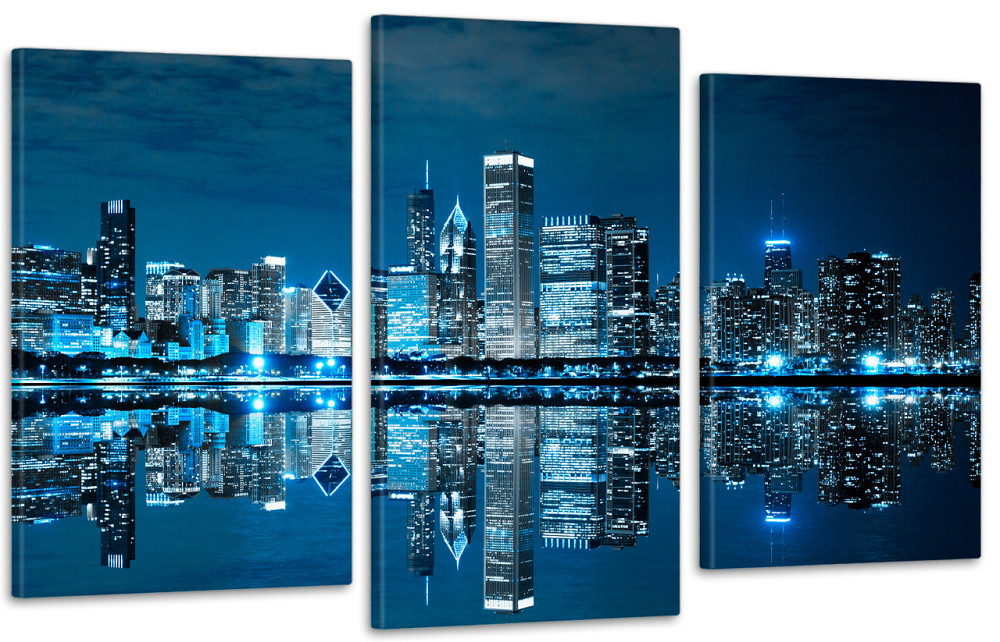 Модульная картина в гостиную / спальню   Місто в ночі   Art-737_3 Київ - фото 1