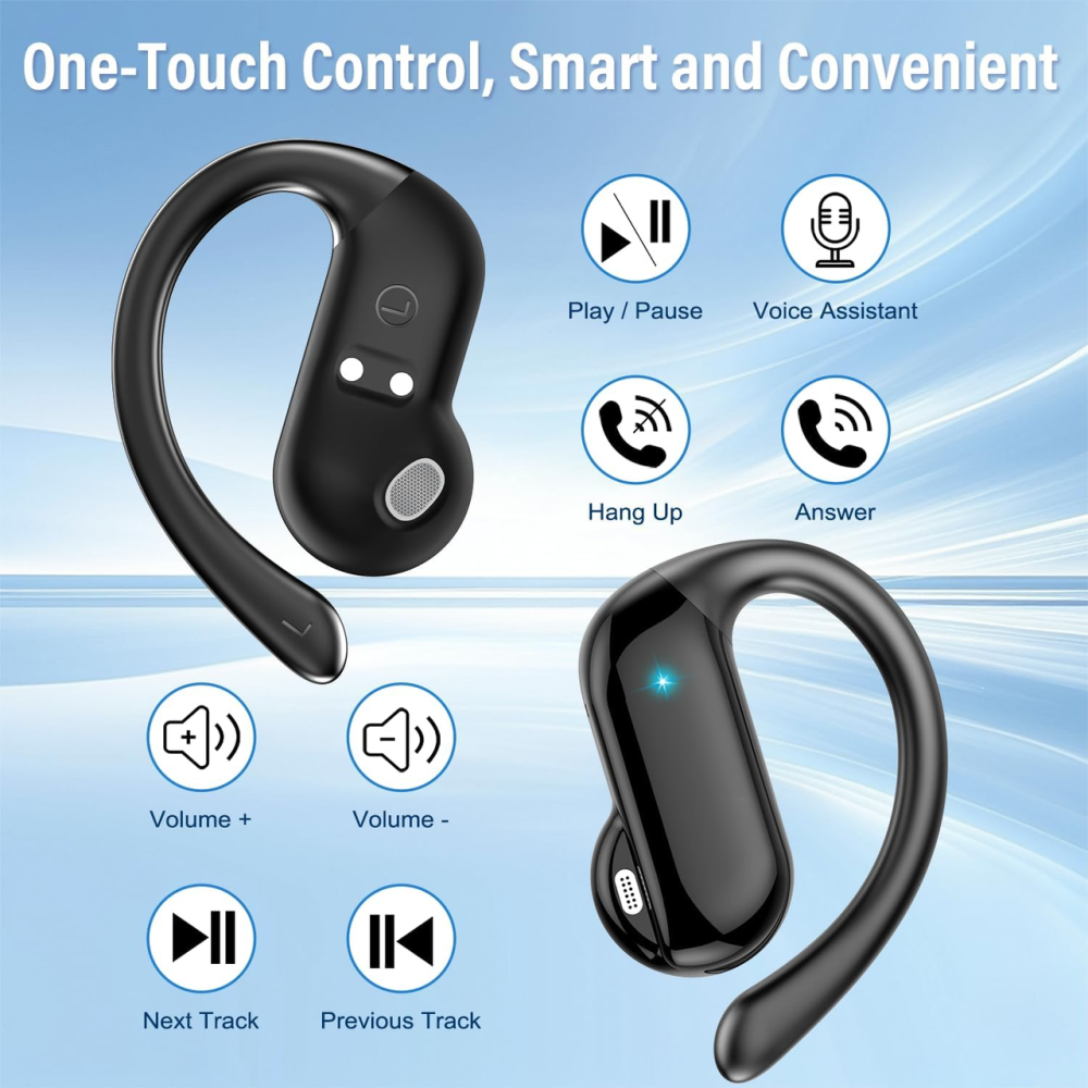 Беспроводные наушники Dusonlap E6 Bluetooth 5.4, открытые, Hi-Fi стерео, ENC, 32 ч, IPX7, для спорта и бега Киев - изображение 7