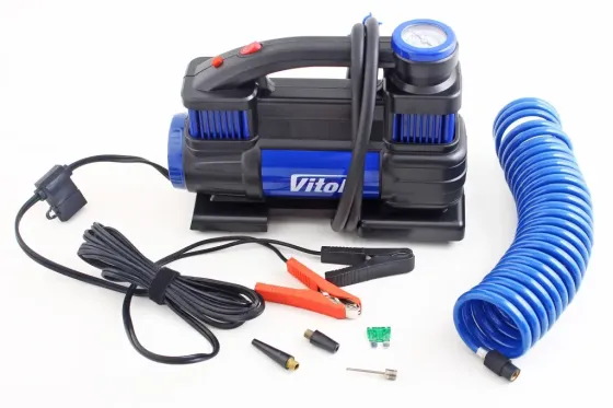 Компресор 330Вт/150psi/90л Vitol на затискачах з ліхтарем 2-цил., шланг 5.0м Вінниця
