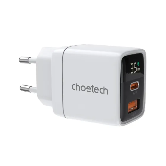 Мережевий зарядний пристрій Choetech PD6052 PD35W GAN A+C White (43-00128) Киев