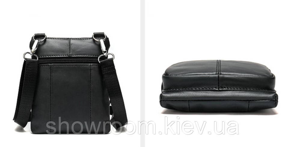 Маленькая мужская кожаная сумка Leather Collection (5042) black Киев - изображение 2