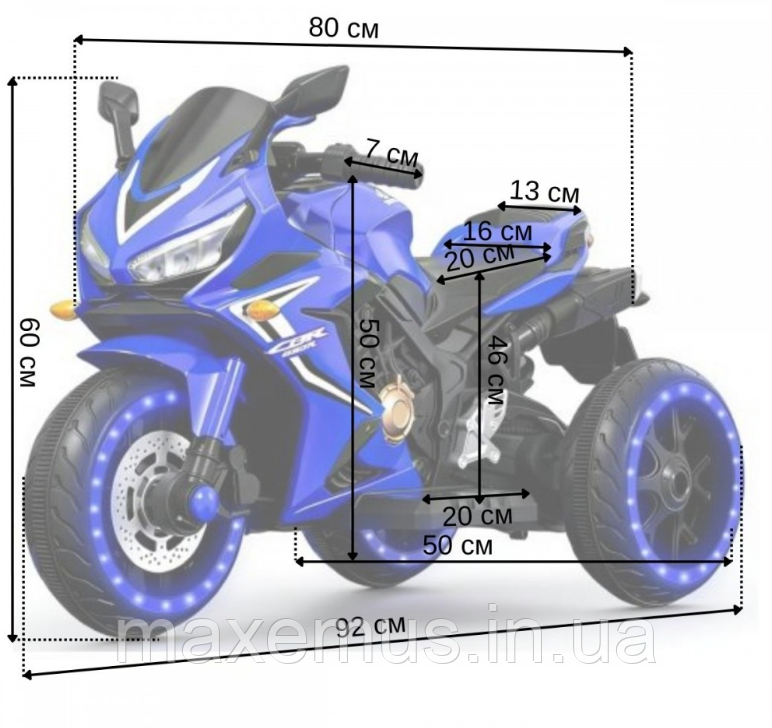 Детский электромотоцикл SPOKO SP518 Синий | 2 мотора подсветки колес музыка (от 3 до 6 лет) Мостиска - изображение 4