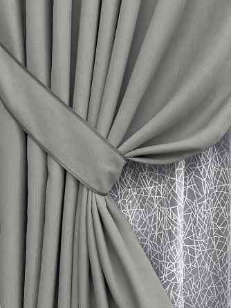 Комплект штор VR-Textil блекаут Scandi 150х270 2шт і Тюль 400х270 1900ш-1672т Сірий з білим 71-171/3 Київ