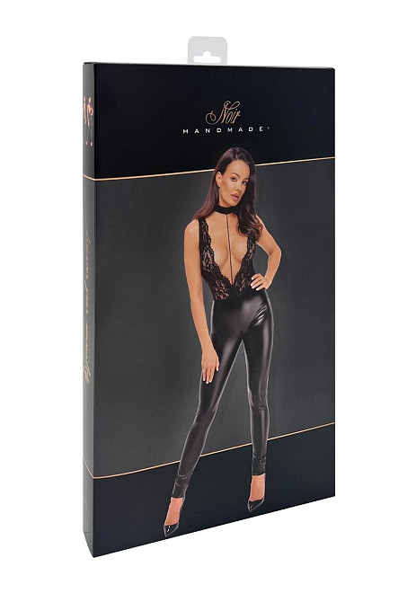 Комбінезон Noir Handmade F298 Libido, M, під латекс, мереживний верх, чокер, знімне намисто, доступ Sex Aura Київ - фото 7