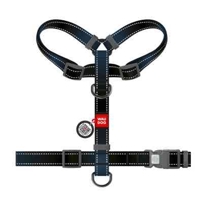 Шлей для собак WAUDOG Nylon Mono с QR-паспортом, пластиковый фастекс L черная (52741) Винница