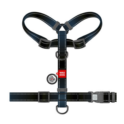 Шлей для собак WAUDOG Nylon Mono с QR-паспортом, пластиковый фастекс L черная (52741) Винница - изображение 3