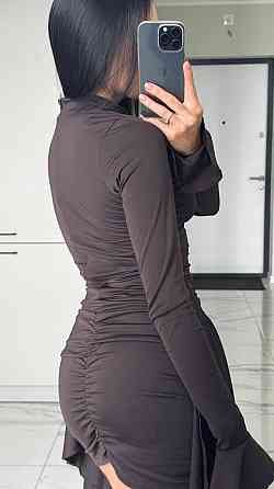 Жіноче стильне мініплаття зі складками мікродайвінг Шоколад, 42/44 Одеса