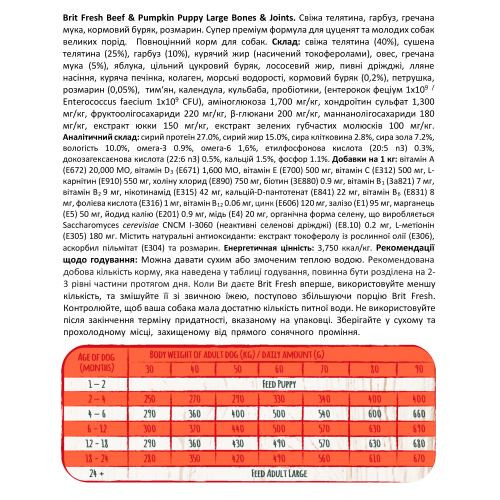 Корм сухой Brit Fresh Beef/Pumpkin Puppy Large для щенков и молодых собак больших пород с говядиной и тыквой 12 кг Киев - изображение 4