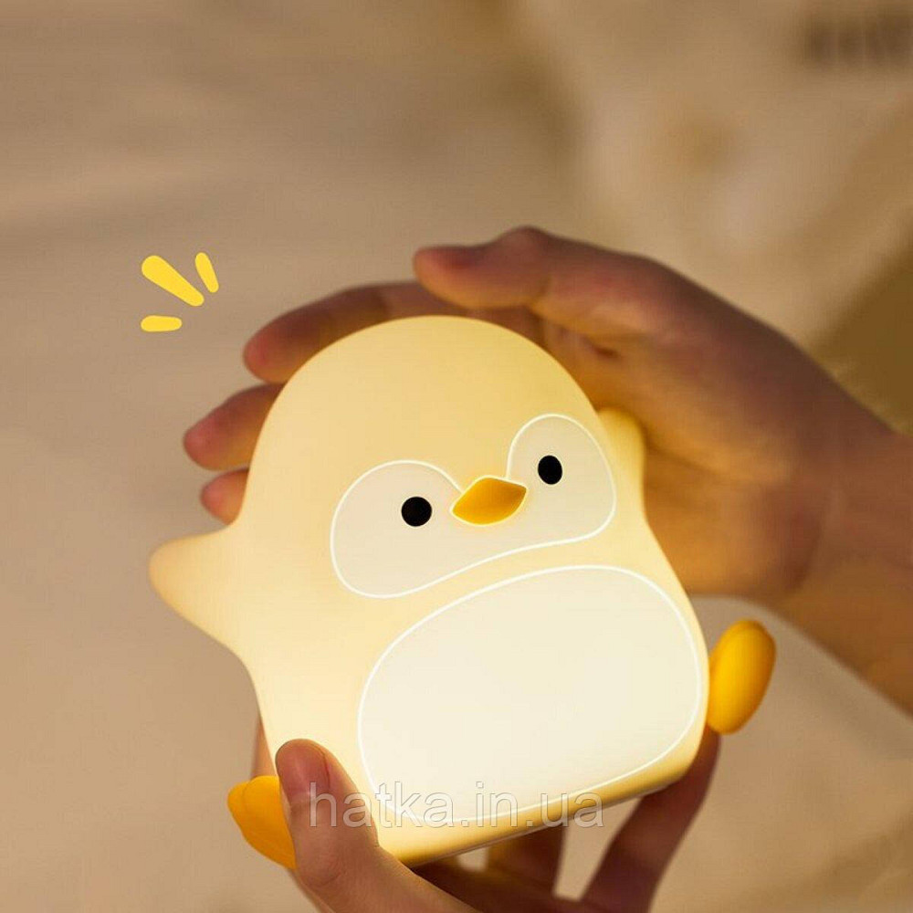 Нічник дитячий силіконовий сенсорний Пінгвін VALESO A051 для спальні акумуляторний бежевий Київ - фото 4