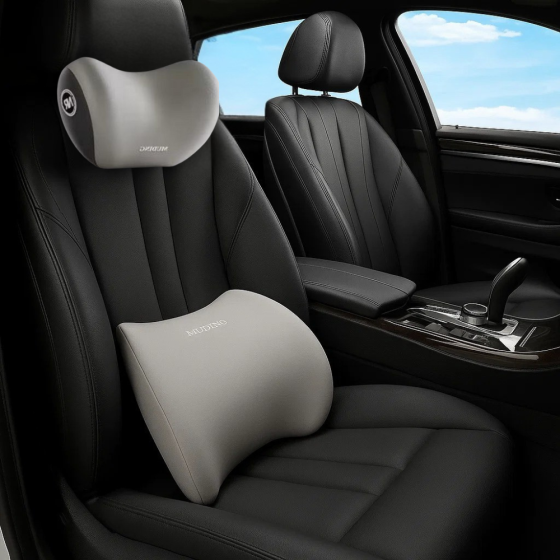 Набор подушек ортопедических под шею и спину в машину,подушки на подголовник и спинку сиденья,светло-серые Каменец-Подольский
