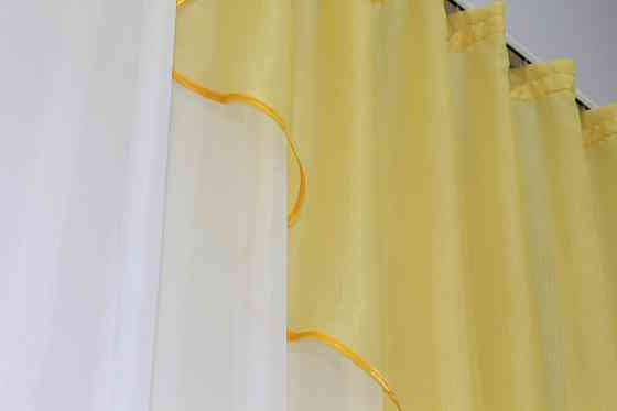 Кухонная занавеска VR-Textil № 069к желтый с белым 280х170 см (50-096) Киев