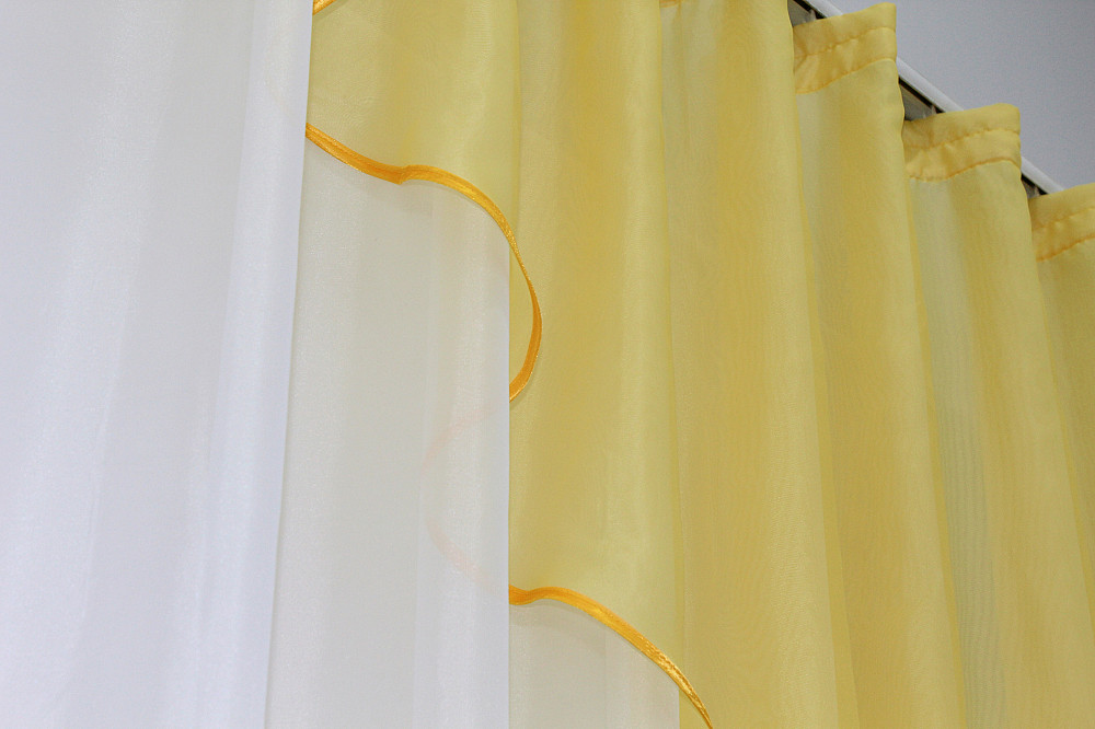 Кухонная занавеска VR-Textil № 069к желтый с белым 280х170 см (50-096) Киев - изображение 4