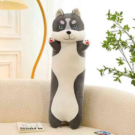 М'яка іграшка Хаскі подушка 70см, кумедна подушка-обіймашка Київ