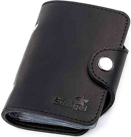 Визитница вертикальная кожаная Черная (SHVIGEL) Киев