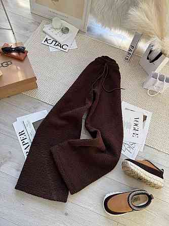 Жіночі прогулянкові теплі штани букле на флісі Коричневий Одеса