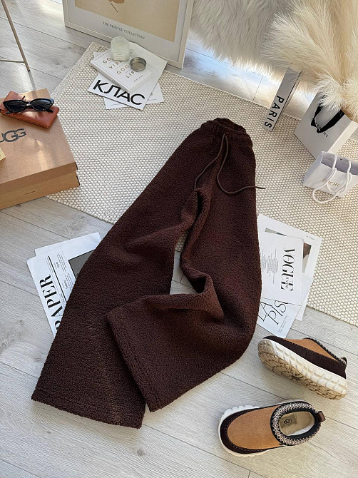 Жіночі прогулянкові теплі штани букле на флісі Коричневий Одеса - фото 1