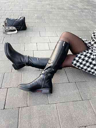 Nivelle Шкіряні чоботи жіночі зимові на низькому ходу чорні на хутрі 5394/2510 р. 36-40 Коломия