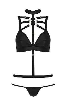 Комплект білизни з чокером та стреп-стрічками LAMIS SET black S/M - Passion Sex Aura Київ