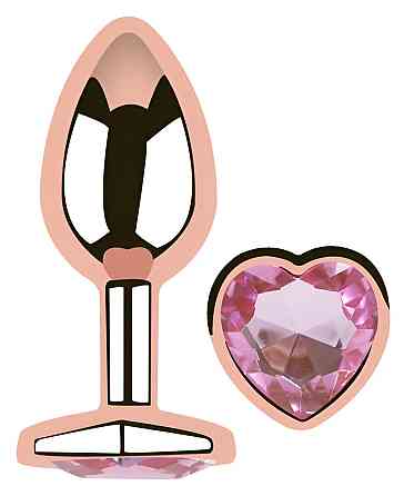 Анальная пробка EGZO Rose Gold Heart Plug S с розовым кристаллом, стальная Sex Aura Киев