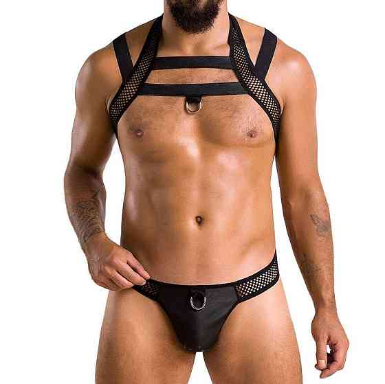Комплект мужского белья с креплениями Passion 043 JACOB L/XL Black, трусы, шлейка Sex Aura Киев