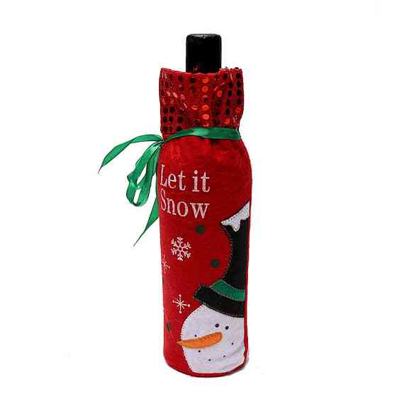 Новогодний чехол на бутылку Снеговик 30 на 12 см разноцветный Киев