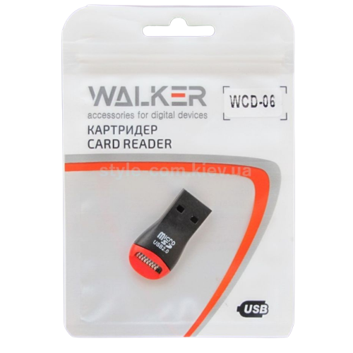 Картридер WALKER WCD-06 microSD черный/красный Житомир