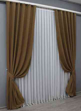 Шторна жакардова тканина, колекція "Ібіца" висота 2,8м колір коричневий 698ш Київ