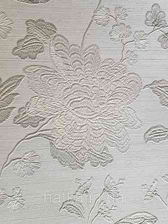 Шпалери вінілові на паперовій основі Sirpi Italian Silk 7 квіти листя гілки золотисті на бежевому структурні Київ