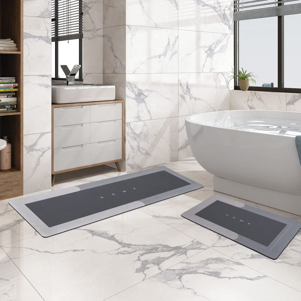 Набор диатомитовых ковриков для ванной и кухни Aquarius 50х80 см/50х120 см Графит Буча - изображение 1