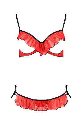 Комплект белья с открытой грудью Cherry Passion, 2 предмета, красный, S/M Sex Aura Киев