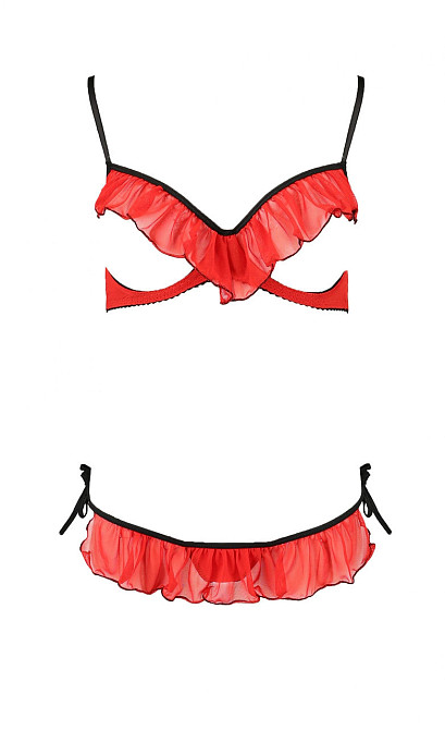 Комплект белья с открытой грудью Cherry Passion, 2 предмета, красный, S/M Sex Aura Киев - изображение 3