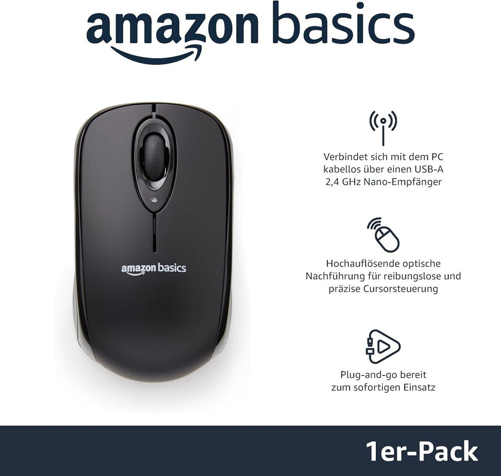 Беспроводная оптическая мышь с USB nano-приёмником черная универсальная для ноутбука и ПК Киев - изображение 6