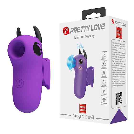 Вакуумный вибратор на палец PRETTY LOVE MAGIC DEVIL с рожками, фиолетовый Sex Aura Киев