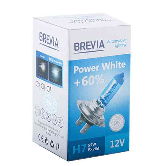 Галогенова лампа Brevia H7 12V 55W PX26d Power White +60% 4300K CP Київ