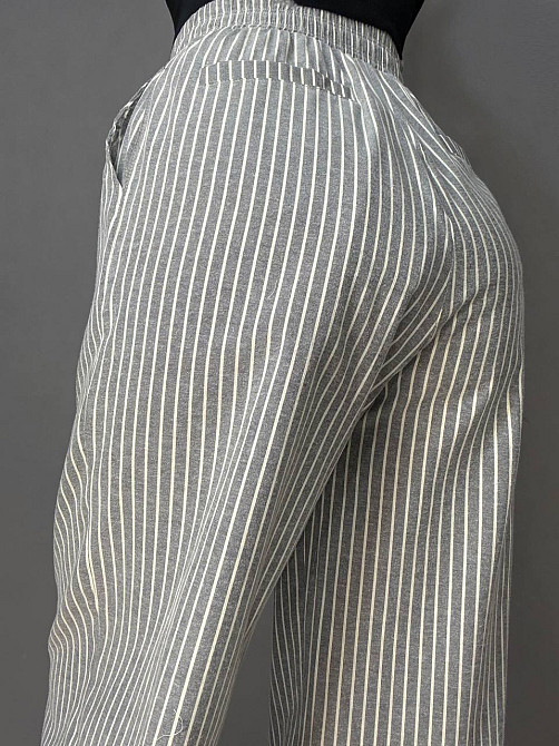 Брюки жіночі A-NIUSHOW 30131 палаццо бавовна в смужку талія на резинці сірі, сірий, S Київ - фото 7