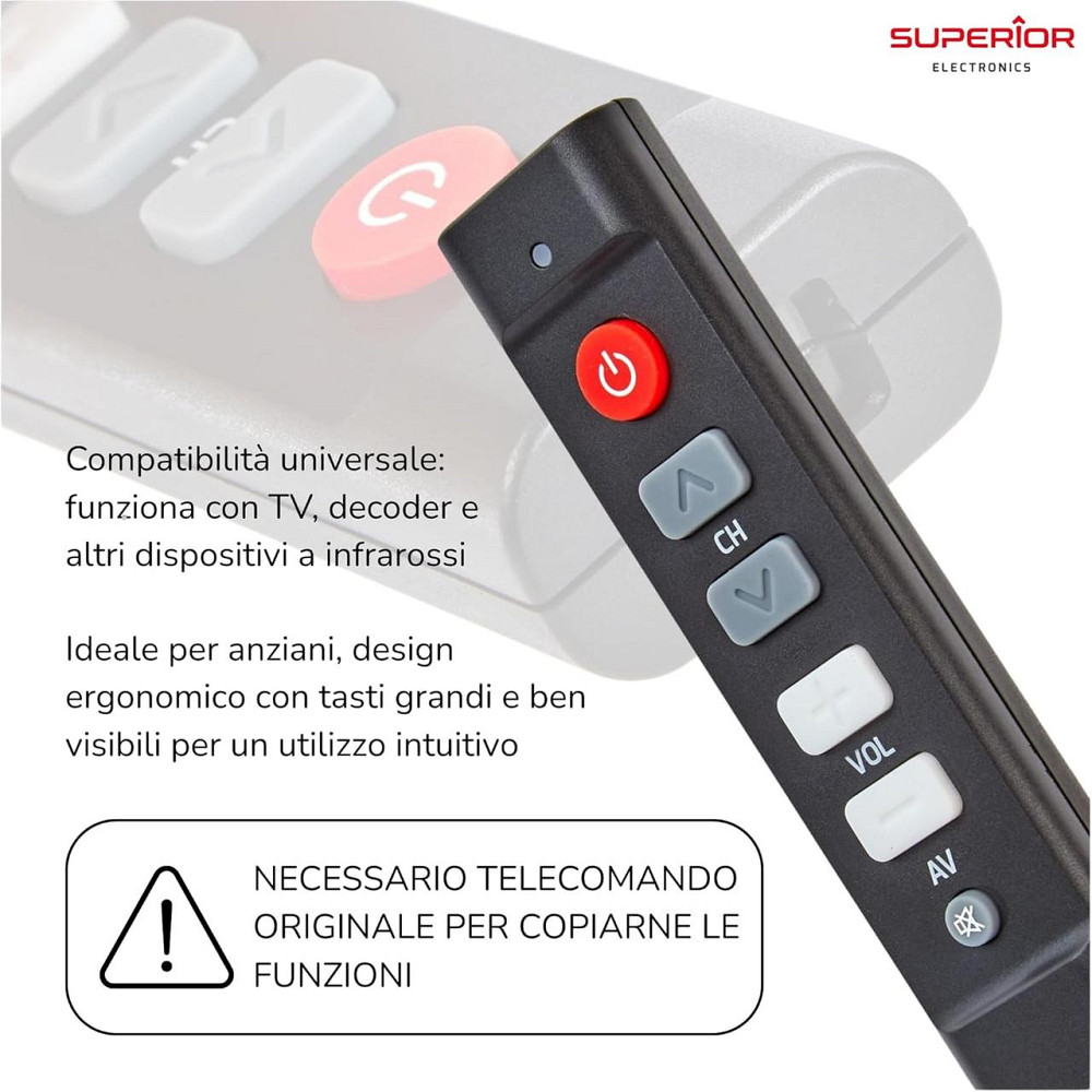 Пульт дистанційного керування Superior Electronics SUPTLB003 чорний великі кнопки універсальний інфрачервоний програмований Київ - фото 3