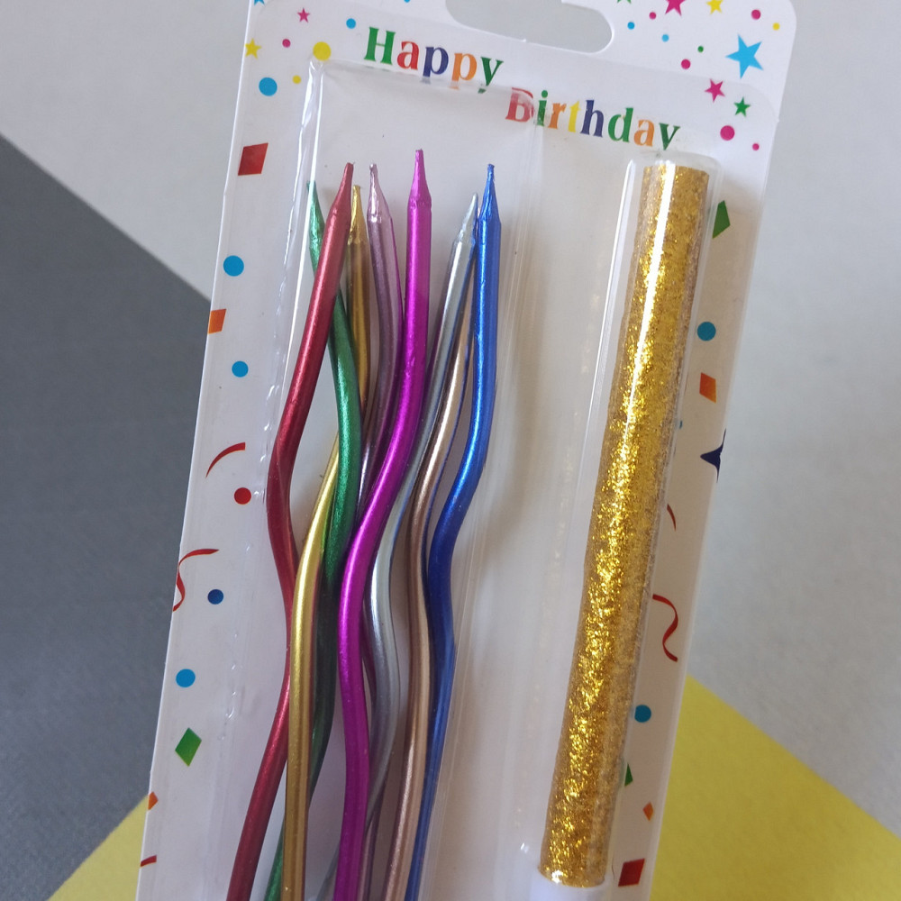 Свічки для торта "хвилясті" 8 шт. хром асорті з феєрверком Київ - фото 2