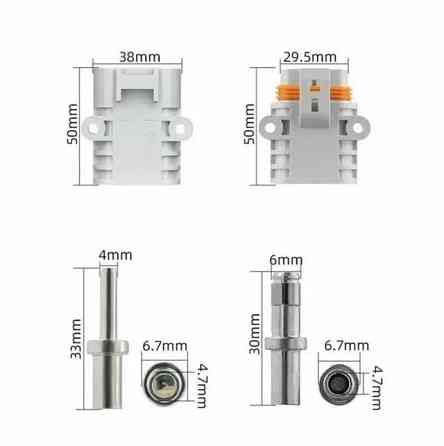 Комплект 2-контактних герметичних силових роз'ємів (мама+тато) під провід 100A 600V Харків