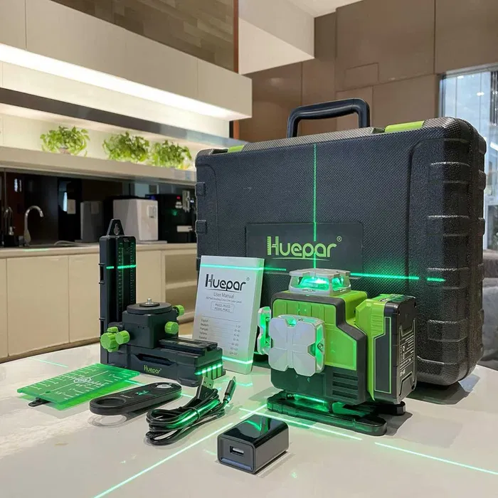 Лазерный уровень нивелир Huepar P04CG 4D откалиброван 16 линий Зеленый луч Киев - изображение 9