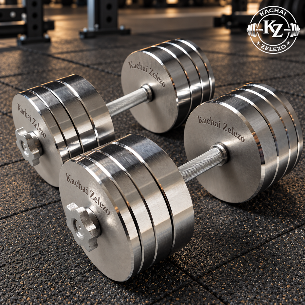 Гантели наборные 2 по 30 кг металлические без покрытия Kachai Zelezo Iron Pro Киев - изображение 15
