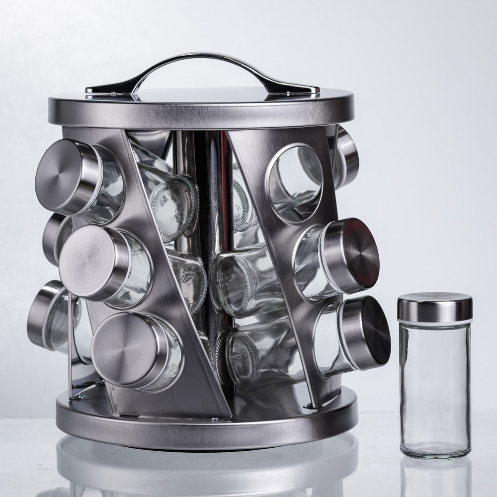 Yiwu Карусель для спецій 12 баночок по 100 мл, хром HP-1368 Коломыя - изображение 5