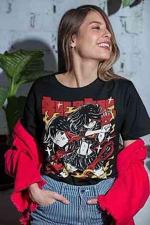Футболка чоловіча з аніме принтом Кілл Ла Кілл Рйуко оверсайз (S/M/L) Чорний AnimeJ0444 Дніпро