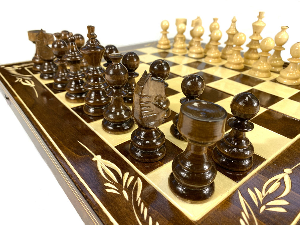 Шахматы, шашки, нарды, шахматная доска для игор 3 в 1 из натурального дерева размер 44.5х44.5 см (XL) Каменец-Подольский - изображение 8