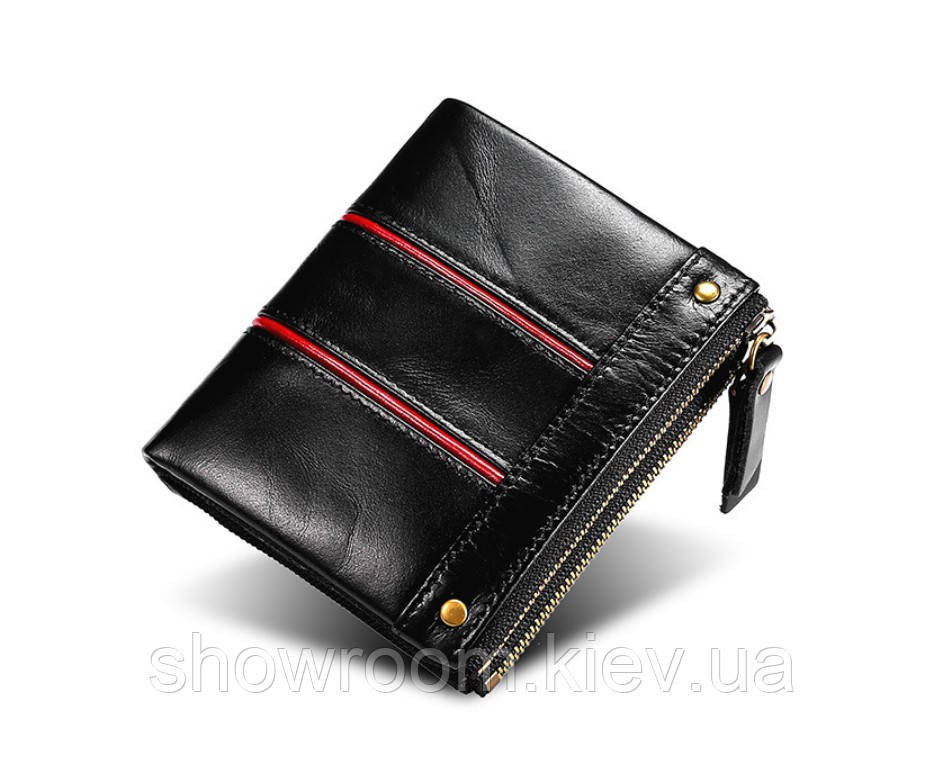 Чоловіче шкіряне портмоне на кнопці Leather Collection (2766) Київ - фото 1