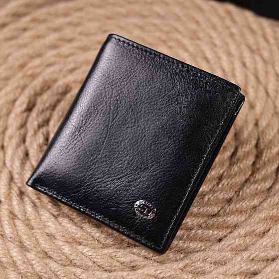 Компактний гаманець для грошей із натуральної гладкої шкіри ST Leather 19418 Чорний Київ