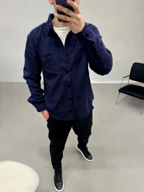 Рубашка мужская вельвет Синий M Харьков - изображение 1