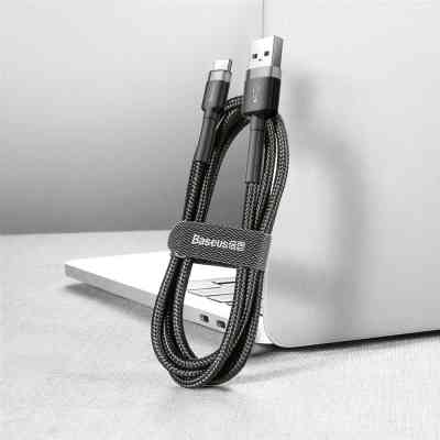 Дата кабель USB 2.0 AM to Type-C 3.0m 2A Gray-Black Baseus (CATKLF-UG1) Винница